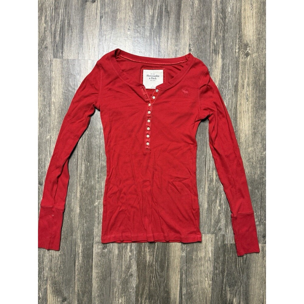 Vintage Abercrombie & Fitch Ribbed Long Sleeve Henley Top Large Bella Swan Y2K
